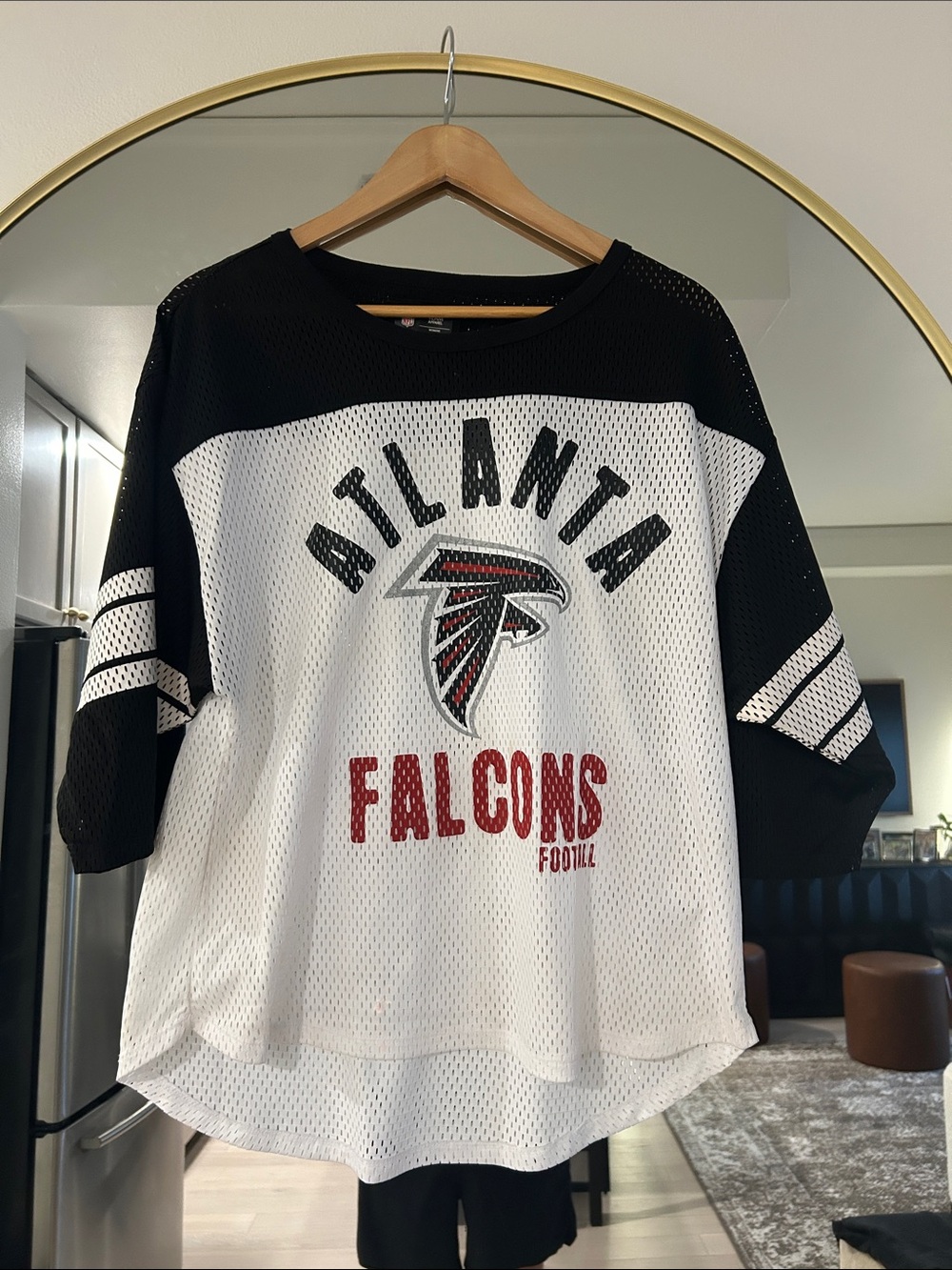 NFL Women's Mesh Team Jersey Top - Black  White & Red Accents ATLANTA FALCONS